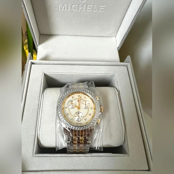 New Michele Women Belmore Chronoraph Diamond Embellished  display picture 3